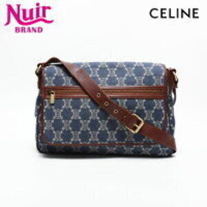 Celine Macadam Canvas Denim Shoulder Bag Blue